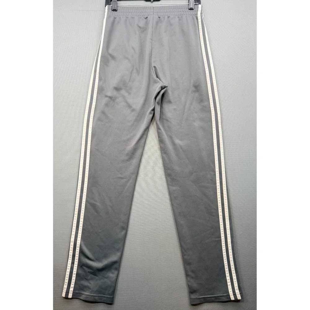 Adidas 3-Stripes Athletic Track Pants Grey White Embroidered Logo Youth XL 18/20